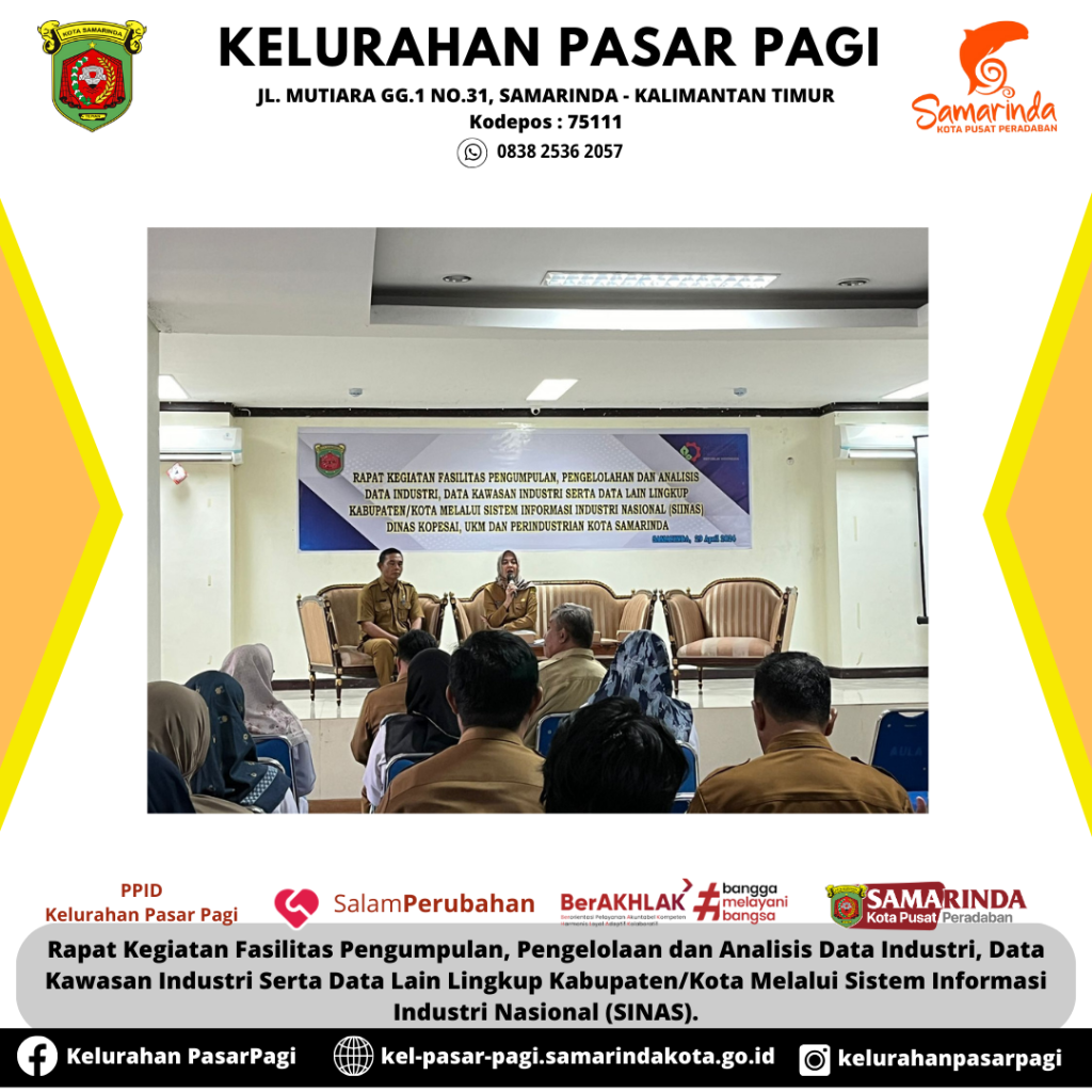 Rapat Kegiatan Fasilitas Pengumpulan, Pengelolaan dan Analisis Data Industri, Data Kawasan Industri Serta Data Lain Lingkup Kabupaten/Kota Melalui Sistem Informasi Industri Nasional (SINAS).