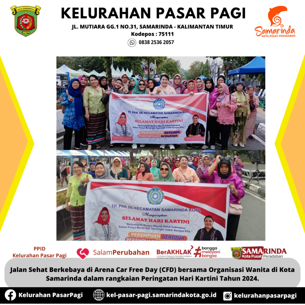 Jalan Sehat Berkebaya di Arena Car Free Day (CFD) bersama Organisasi Wanita di Kota Samarinda dalam rangkaian Peringatan Hari Kartini Tahun 2024.