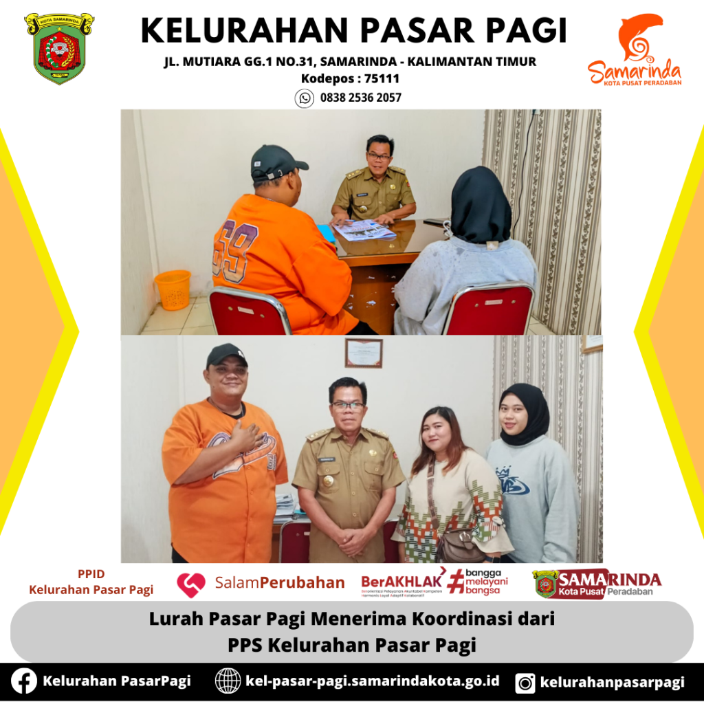 Lurah Pasar Pagi Menerima Kunjungan PPS Kelurahan Pasar Pagi