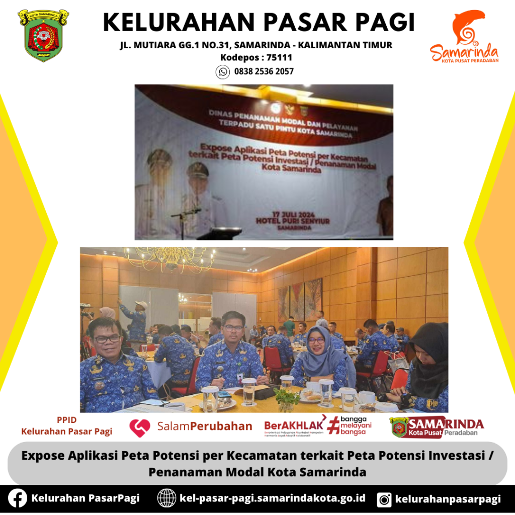 Expose Aplikasi Peta Potensi per Kecamatan terkait Peta Potensi Investasi / Penanaman Modal Kota Samarinda