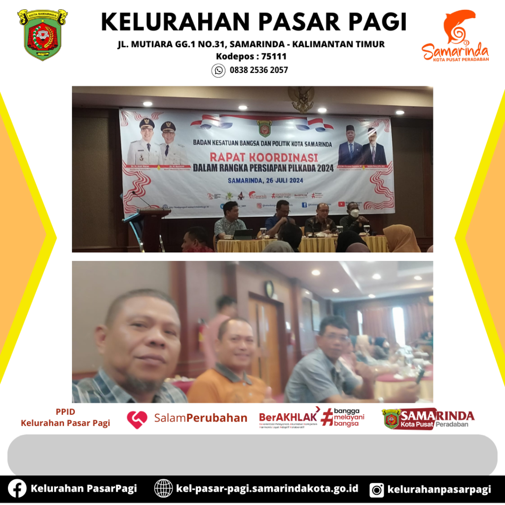 Rapat Koordinasi Dalam Rangka Persiapan Pilkada 2024 dihadiri oleh Kasi Pemerintahan Kelurahan Pasar Pagi