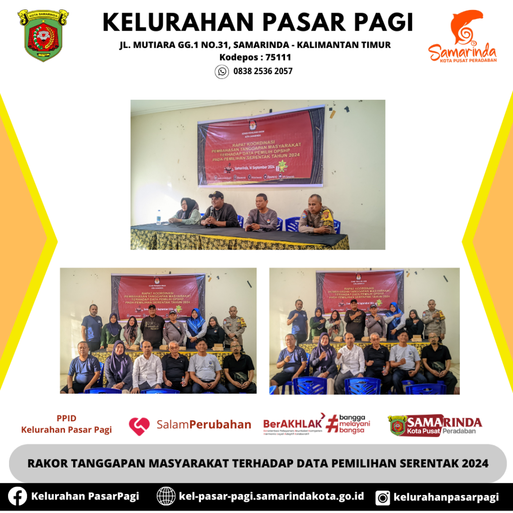 Rapat Koordinasi pembahasan tanggapan masyarakat terhadap data pemilih DPHSP pada pemilihan serentak tahun 2024.