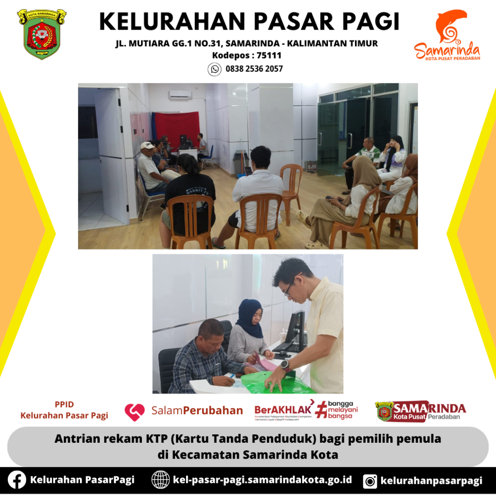 Antrian rekam KTP (Kartu Tanda Penduduk) bagi pemilih pemula di Kecamatan Samarinda Kota
