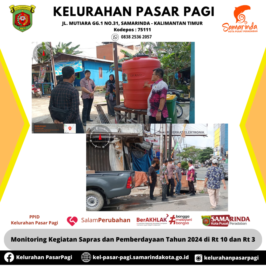 Monitoring Kegiatan Sapras dan Pemberdayaan Tahun 2024 di Rt 10 dan Rt 3