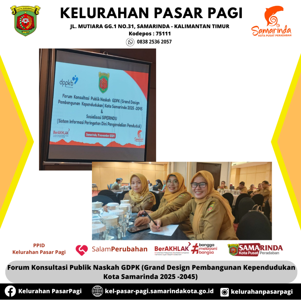 Forum Konsultasi Publik Naskah GDPK (Grand Design Pembangunan Kependudukan Kota Samarinda 2025 -2045)