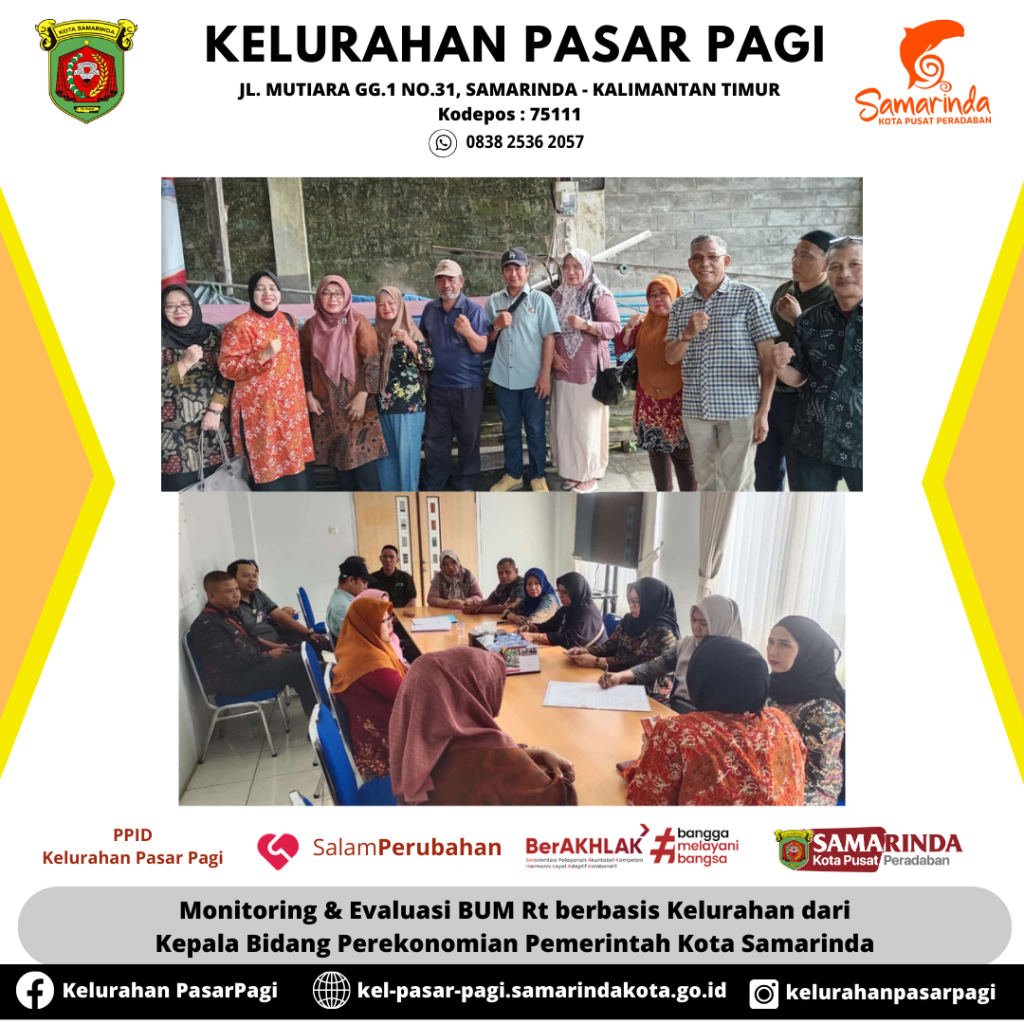 Monitoring & Evaluasi BUM Rt berbasis Kelurahan dari Kepala Bidang Perekonomian Pemerintah Kota Samarinda