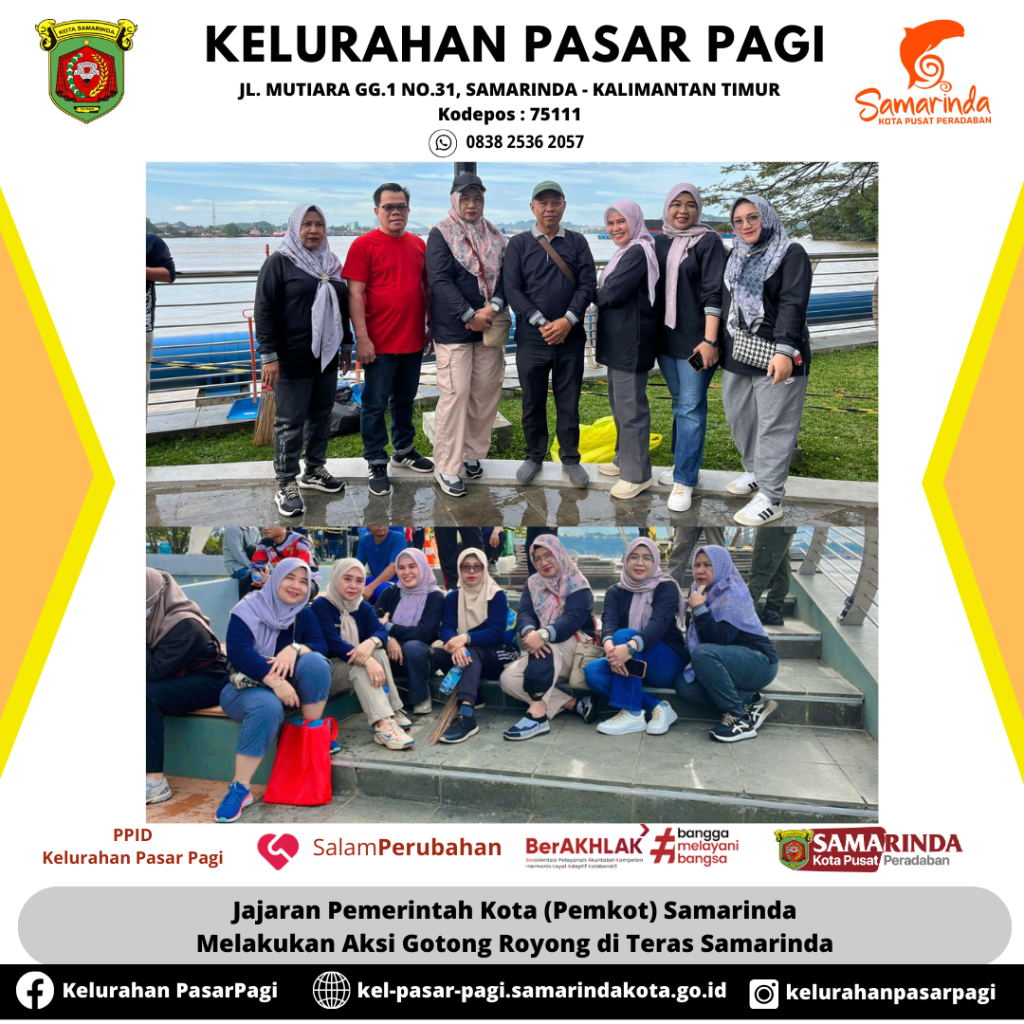 Jajaran Pemerintah Kota (Pemkot) Samarinda kembali melakukan aksi gotong royong di Teras Samarinda.