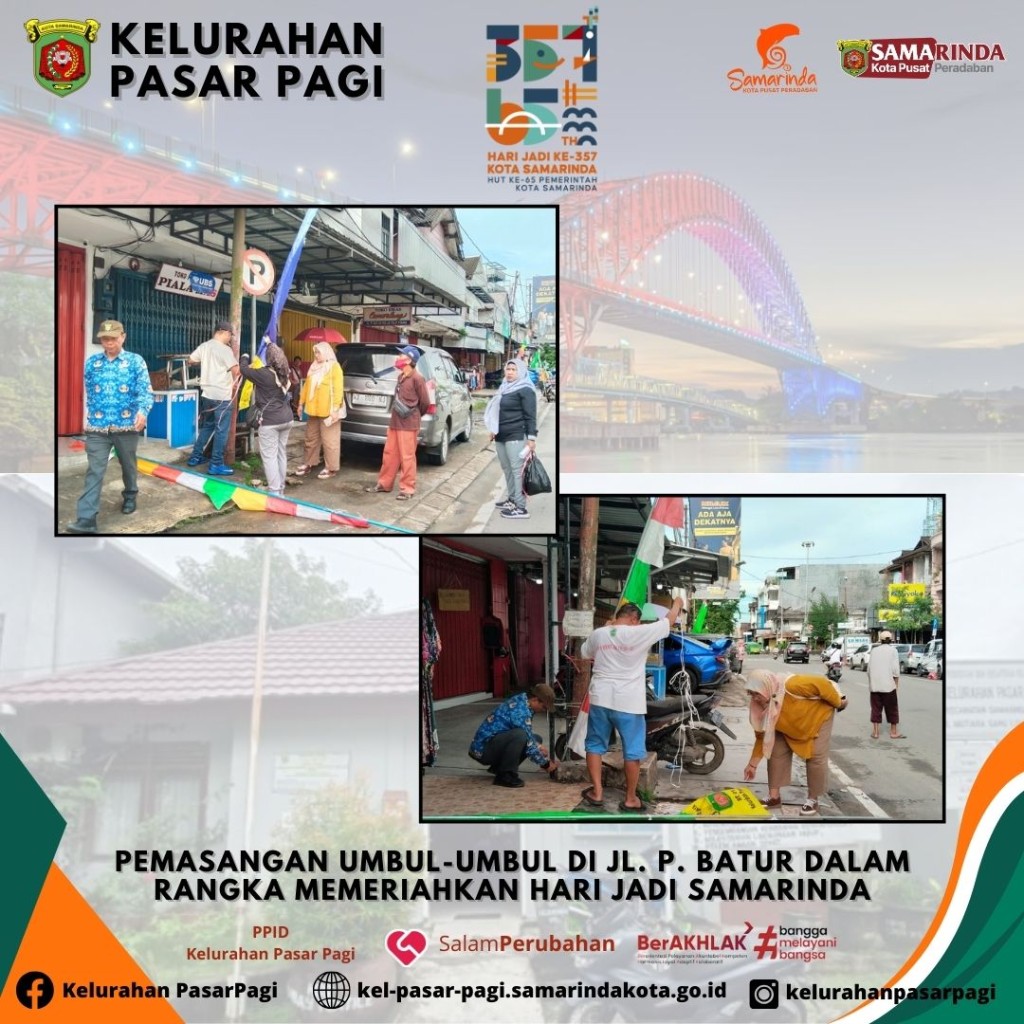 Memasang umbul-umbul di Jl. P. Batur Samarinda