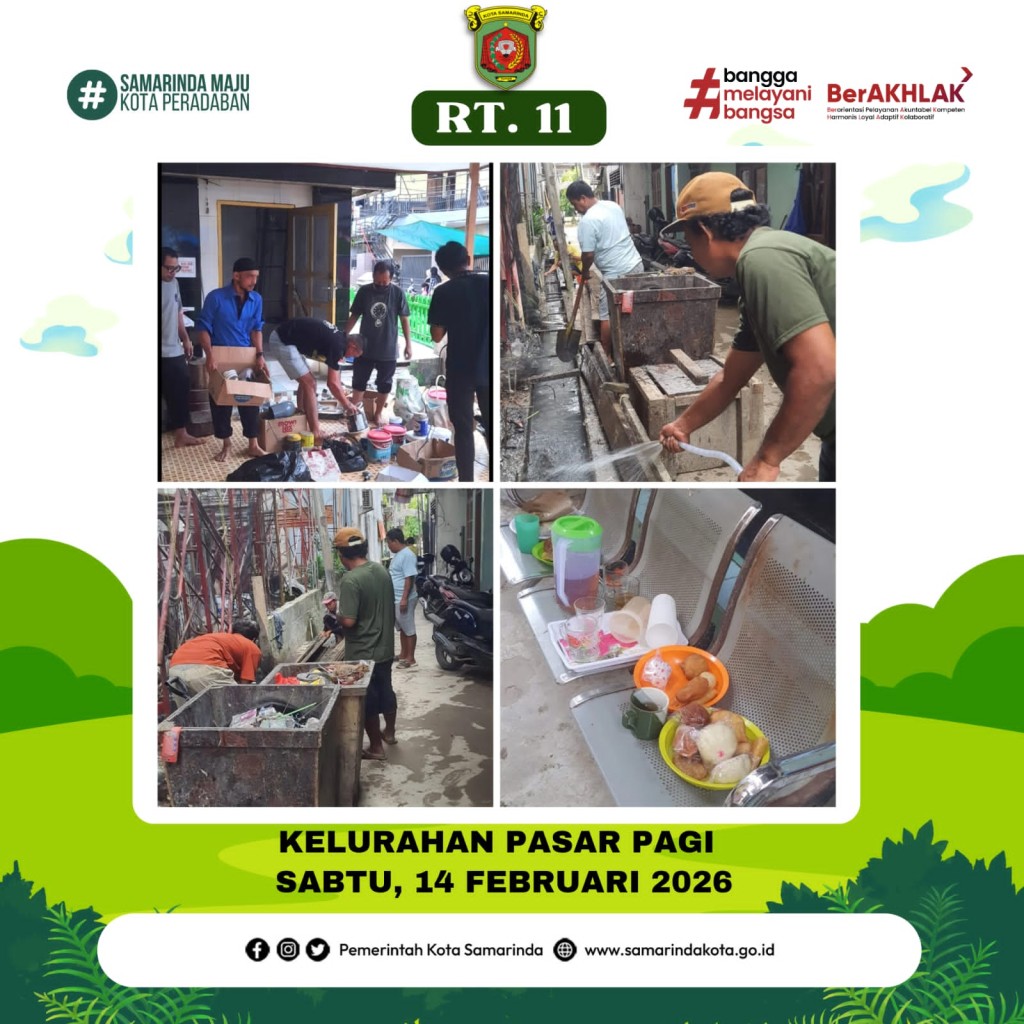 Gotong royong di wilayah RT. 11 Kelurahan Pasar Pagi