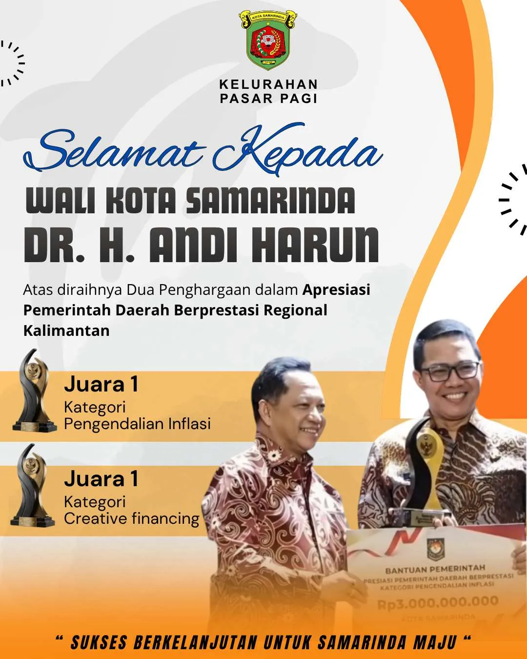 Pemerintah Kota Samarinda meraih Penghargaan dalam Ajang Apresiasi Pemerintah Daerah Regional Kalimantan