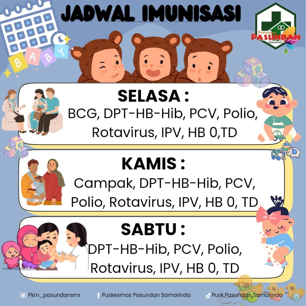 Jadwal Imunisasi Di UPTD Puskesmas Pasundan Samarinda