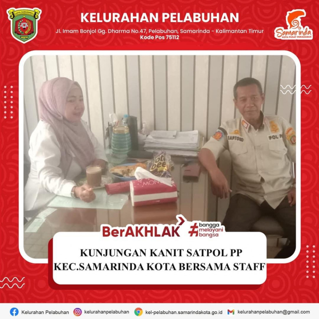 Kunjungan Kanit Satpol PP Kec.Samarinda Kota  bersama staff di Kelurahan Pelabuhan