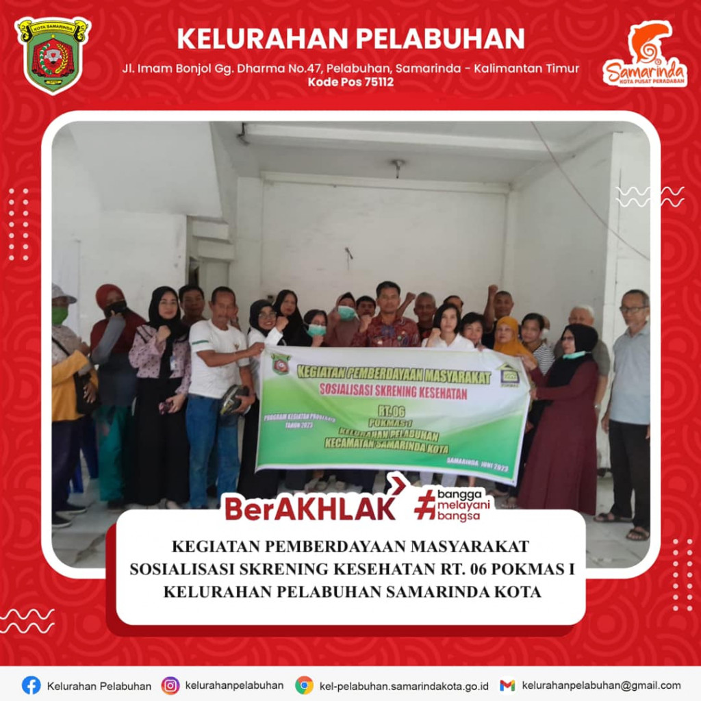 Kegiatan pemberdayaan Masyarakat Sosialisasi Skrening Kesehatan RT. 06 POKMAS I