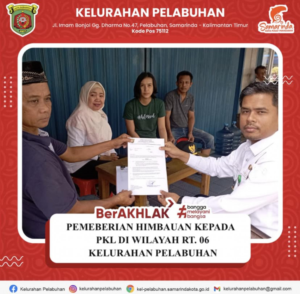 Himbauan & pemberian surat pemberitahuan larangan berjualan diatas fasilitas umum kepada PKL