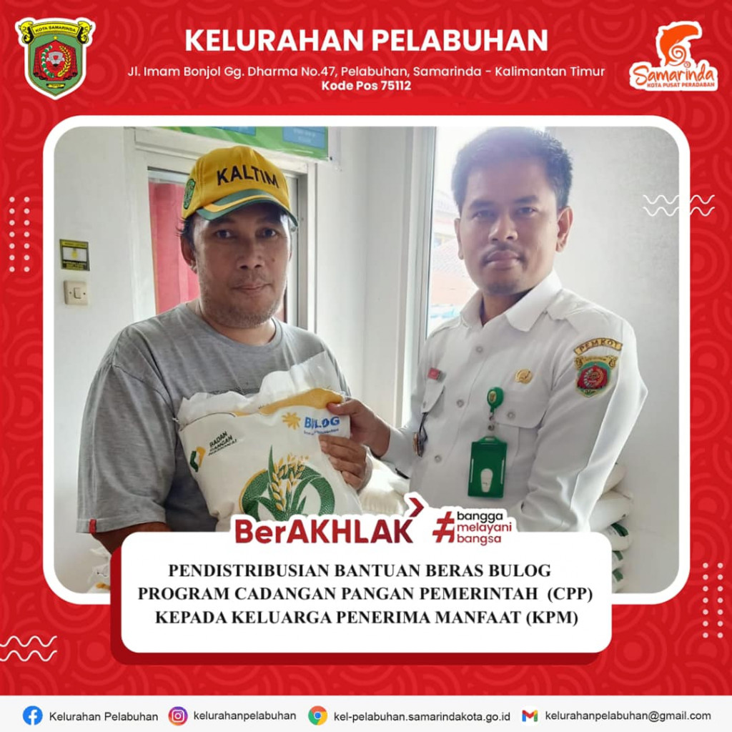 Pendistribusian bantuan beras bulog Program Cadangan Pangan Pemerintah (CPP) kepada Keluarga Penerima Manfaat (KPM)