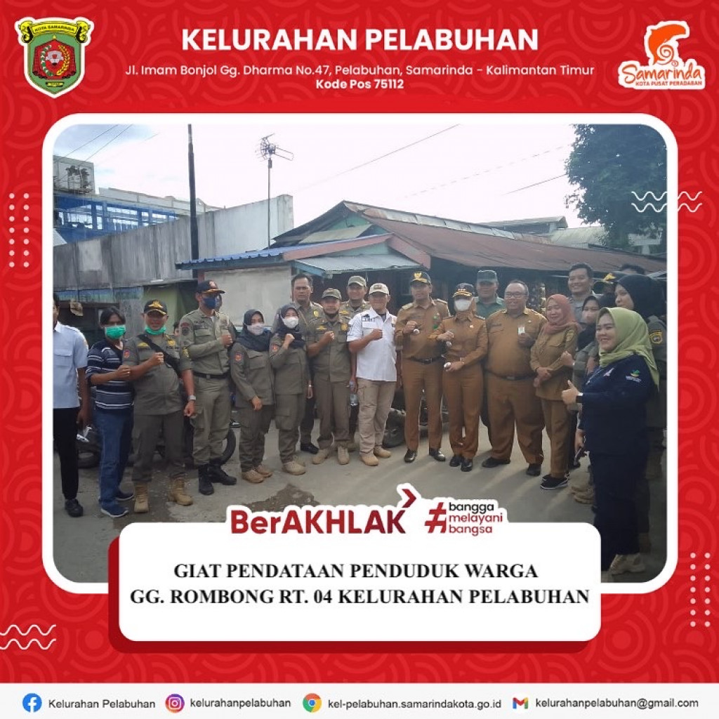 Giat pendataan penduduk warga Gg. Rombong RT. 04 Kel. Pelabuhan