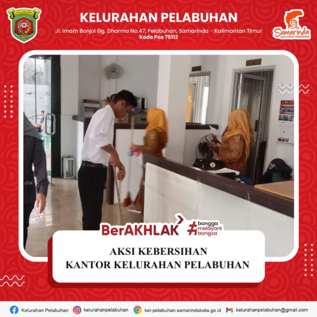 Aksi kebersihan kantor kelurahan pelabuhan.