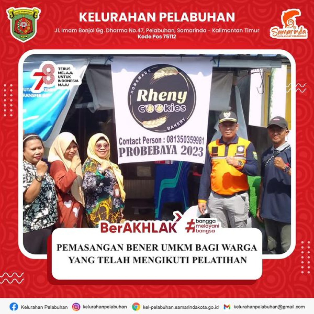 Pemasang bener UMKM warga yang telah mengikuti pelatihan bakery & pastry probebaya tahun 2023.