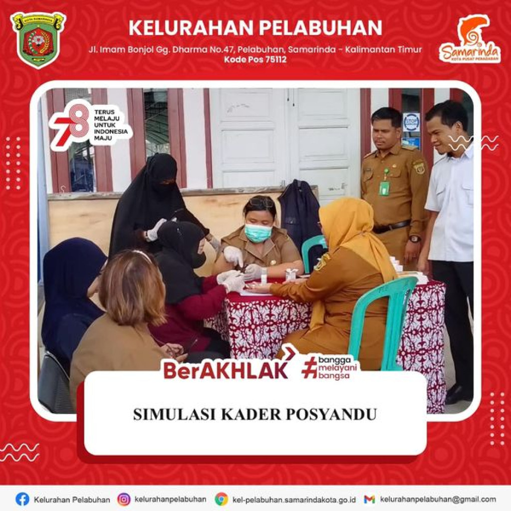 Simulasi kader posyandu Kelurahan Pelabuhan.