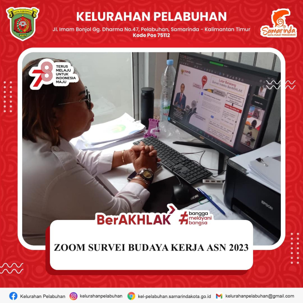 Zoom sosialisasi survei budaya kerja ASN tahun 2023 dari kementrian PANRB.