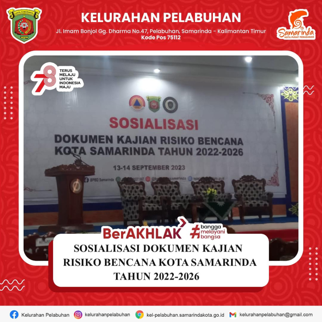 Sosialisasi dokumen kajian risiku bencana kota samarinda tahun 2022-2026.