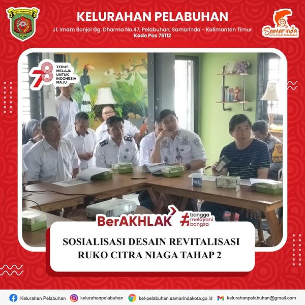 Sosialisasi Desain Revitalisasi Ruko Citra Niaga Kelurahan Pelabuhan Tahap 2.