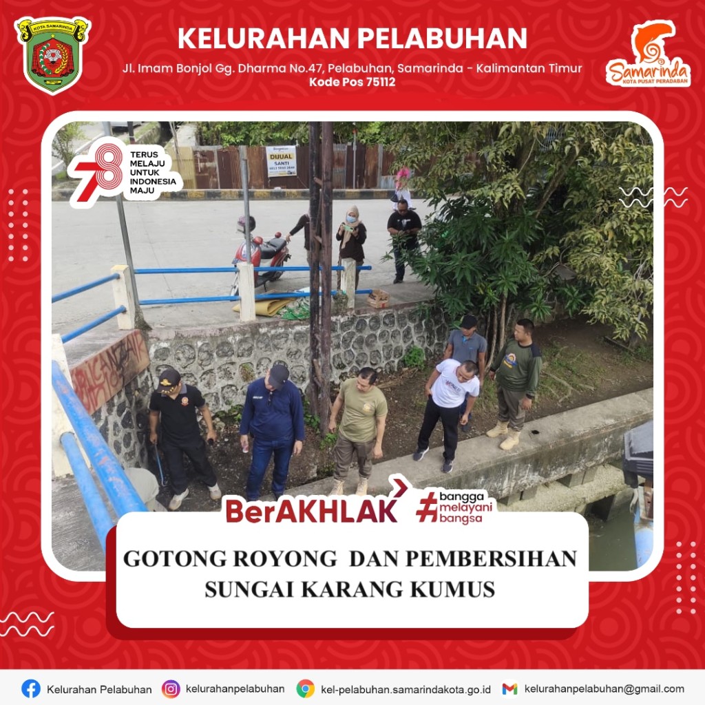 gotong royong susur dan pembersihan Sungai Karang Mumus pelaksana Dinas Lingkungan Hidup Kota Samarinda (DLH)