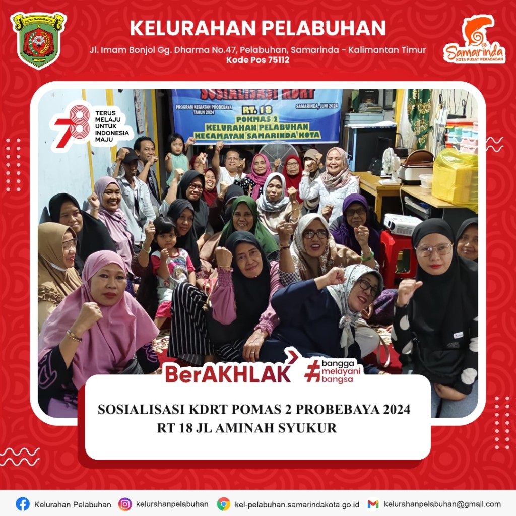 Sosialisasi kekerasan dalam rumah tangga pokmas 2 probebaya 2024 di RT. 18 Jl Aminah Syukur Gg. H. Salman
