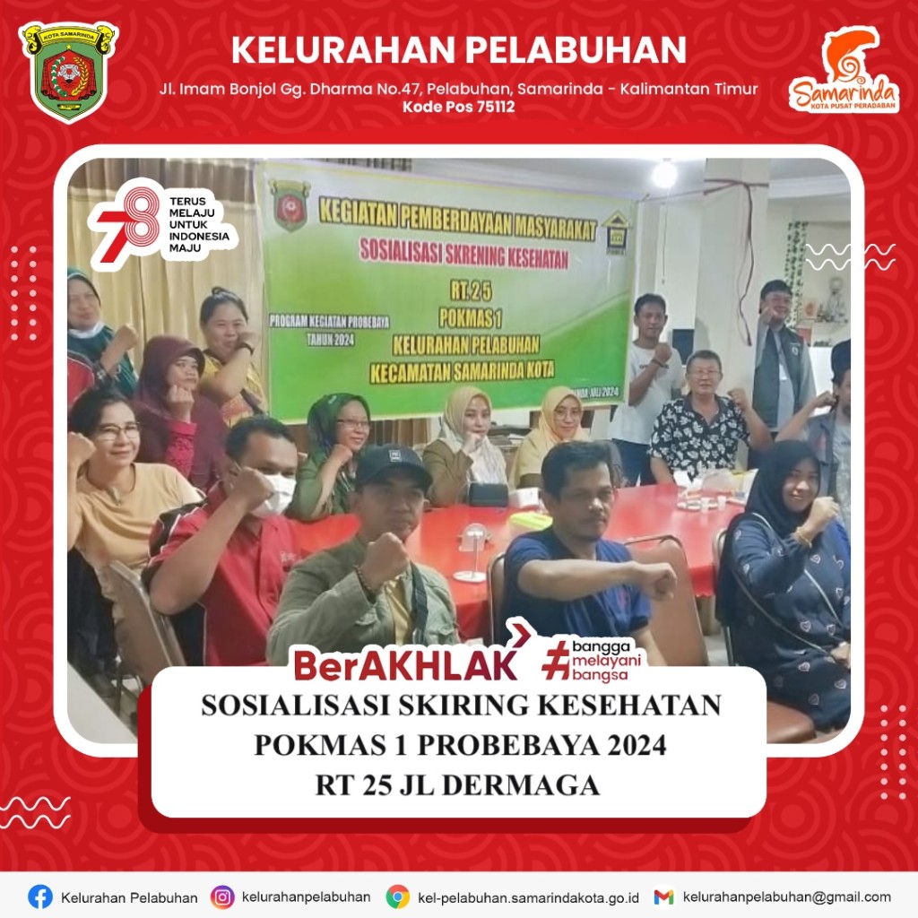 Sosialisasi skrining kesehatan pokmas 1 probebaya 2024 di RT. 25 Jl Dermaga