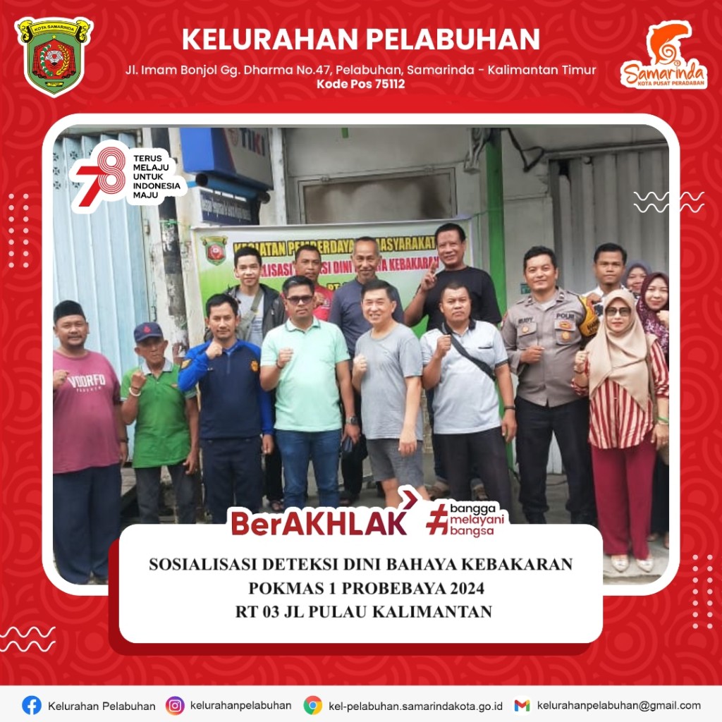 Sosialisasi deteksi dini bahaya kebakaran pokmas 1 probebaya 2024 RT 03 jl. pulau kalimantan