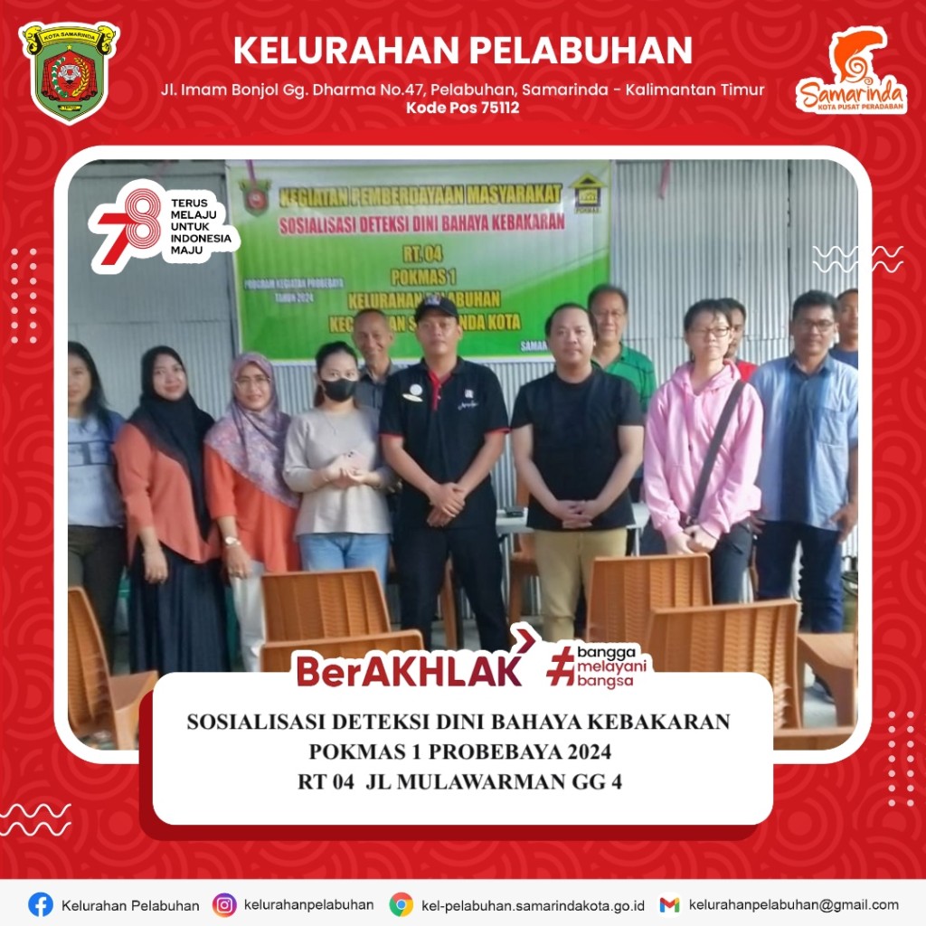 Sosialisasi deteksi dini bahaya kebakaran pokmas 1 probebaya 2024 Rt 04 Jl mulawarman gg 10
