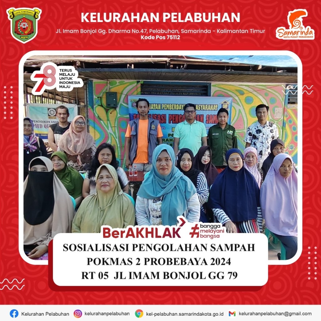 Sosialisasi pengolahan sampah pokmas 2 probebaya 2024 RT 05 jl. imam bonjol gg 79