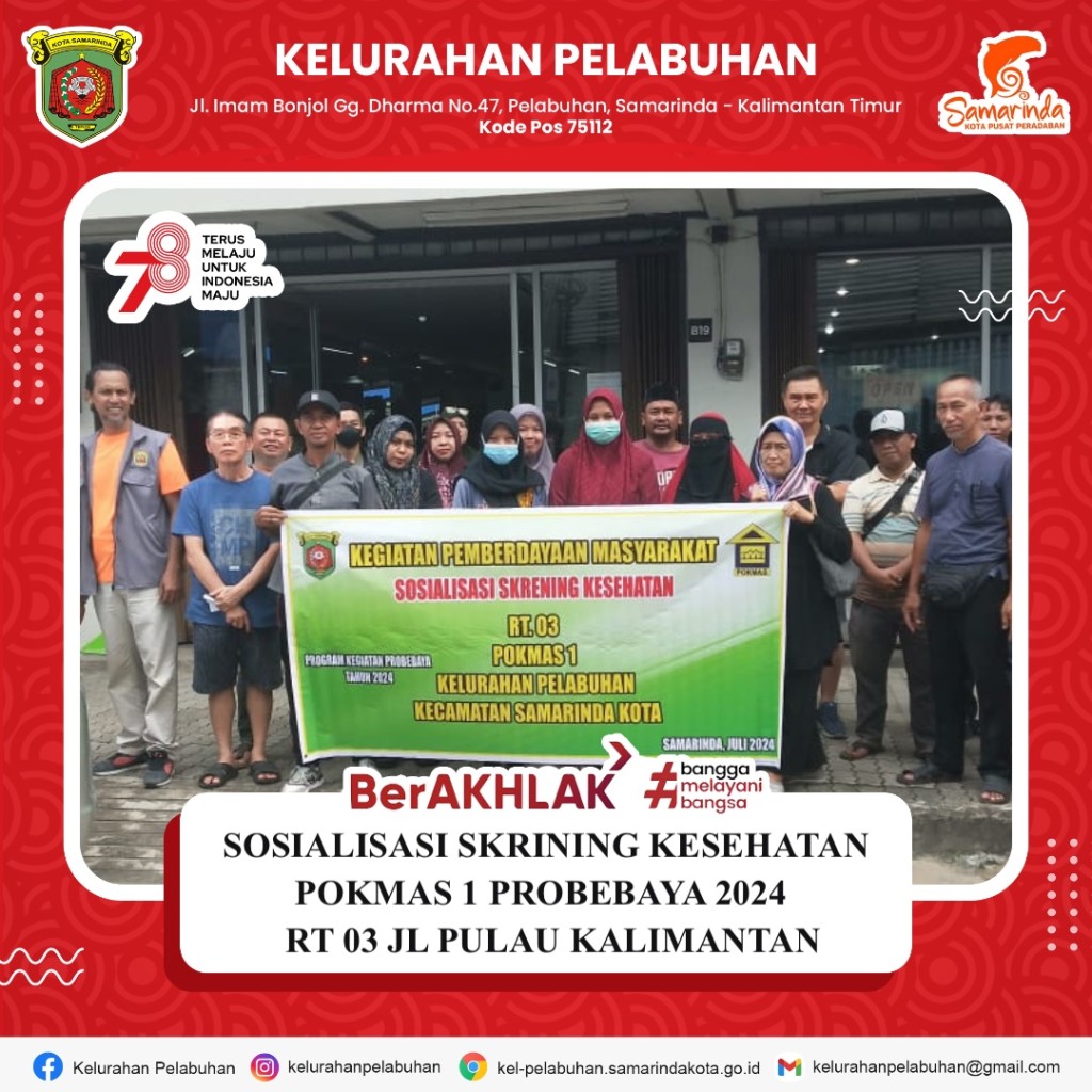 Sosialisasi skrining kesehatan pokmas 1 probebaya 2024 RT 03 jl. pulau kalimantan