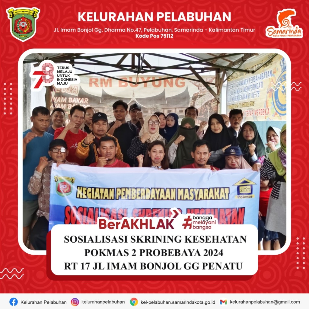 Sosialisasi skrining kesehatan pokmas 2 probebaya 2024 Rt 17 Jl imam bonjol gg penatu