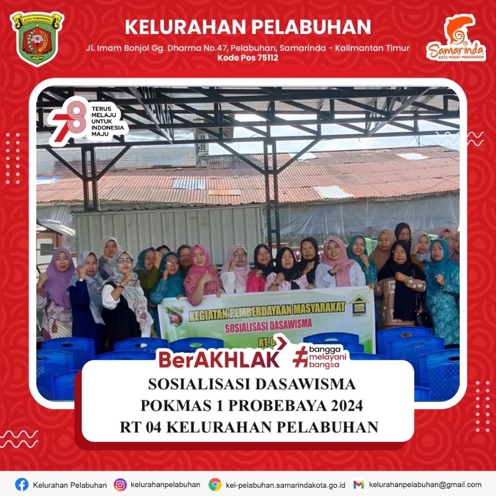 Sosialisasi Dasawisa Pokmas 1 Probebaya 2024 RT 04 Kelurahan Pelabuhan