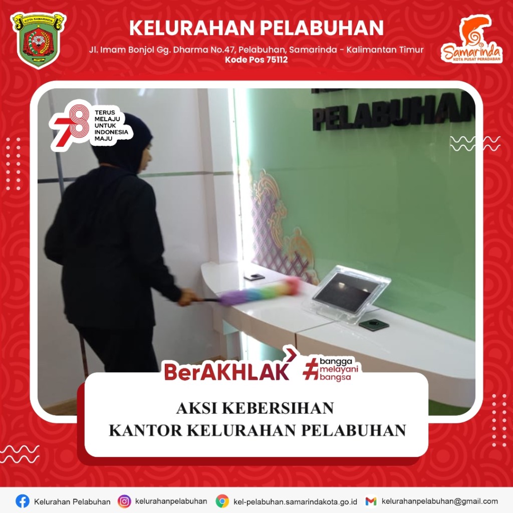 Aksi kebersihan kantor kelurahan pelabuhan