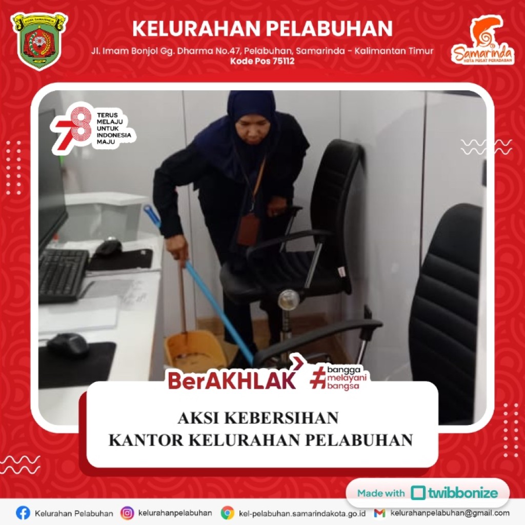 Aksi kebersihan kantor kelurahan pelabuhan