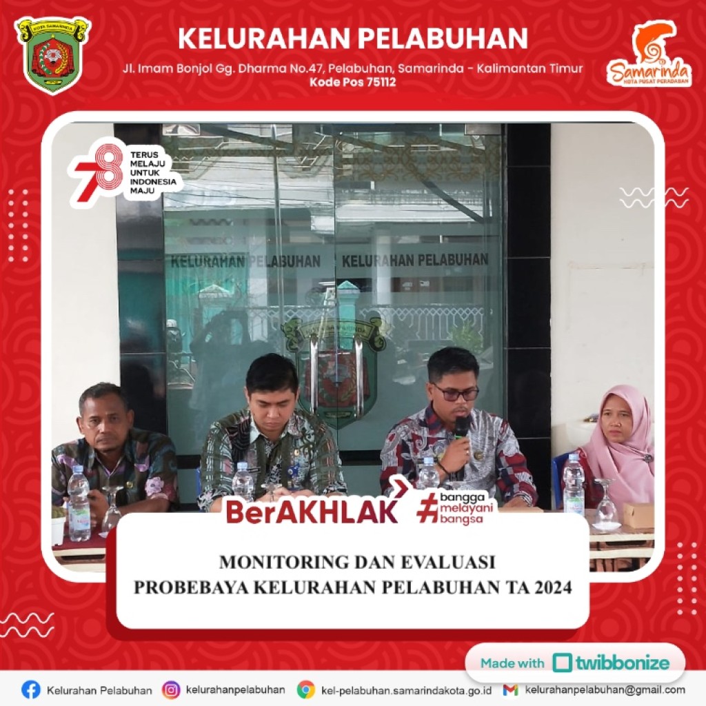 Monitoring dan Evaluasi Probebaya Kelurahan Pelabuhan TA 2024.