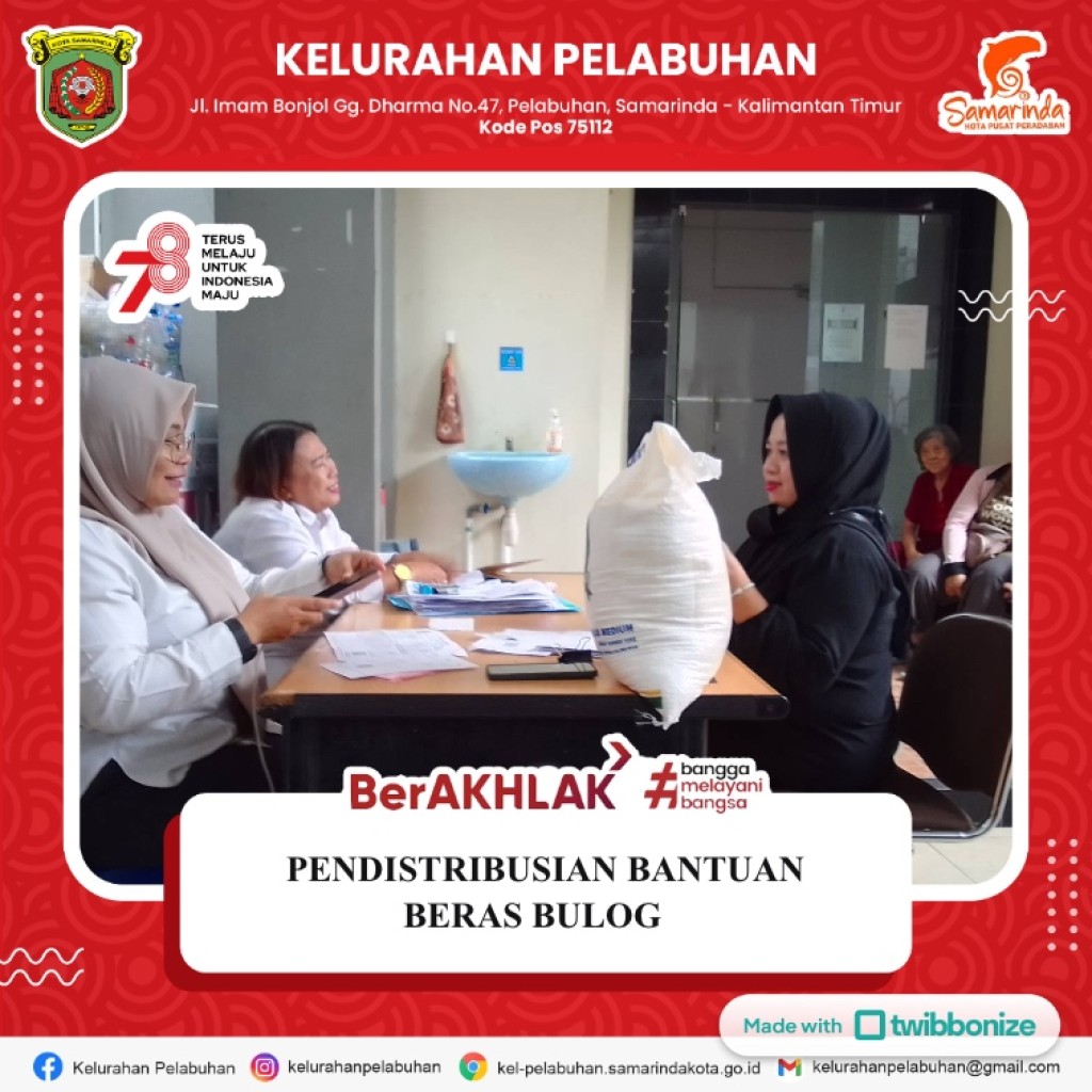 pendistribusian bantuan beras bulog Program Cadangan Pangan Pemerintah (CPP) kepada Keluarga Penerima Manfaat (KPM)