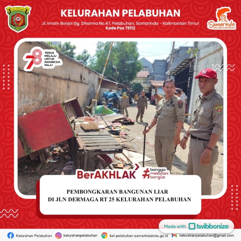 Pembongkaran bangunan liar di jalan Dermaga