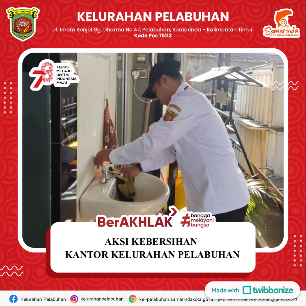 Aksi kebersihan kantor kelurahan pelabuhan