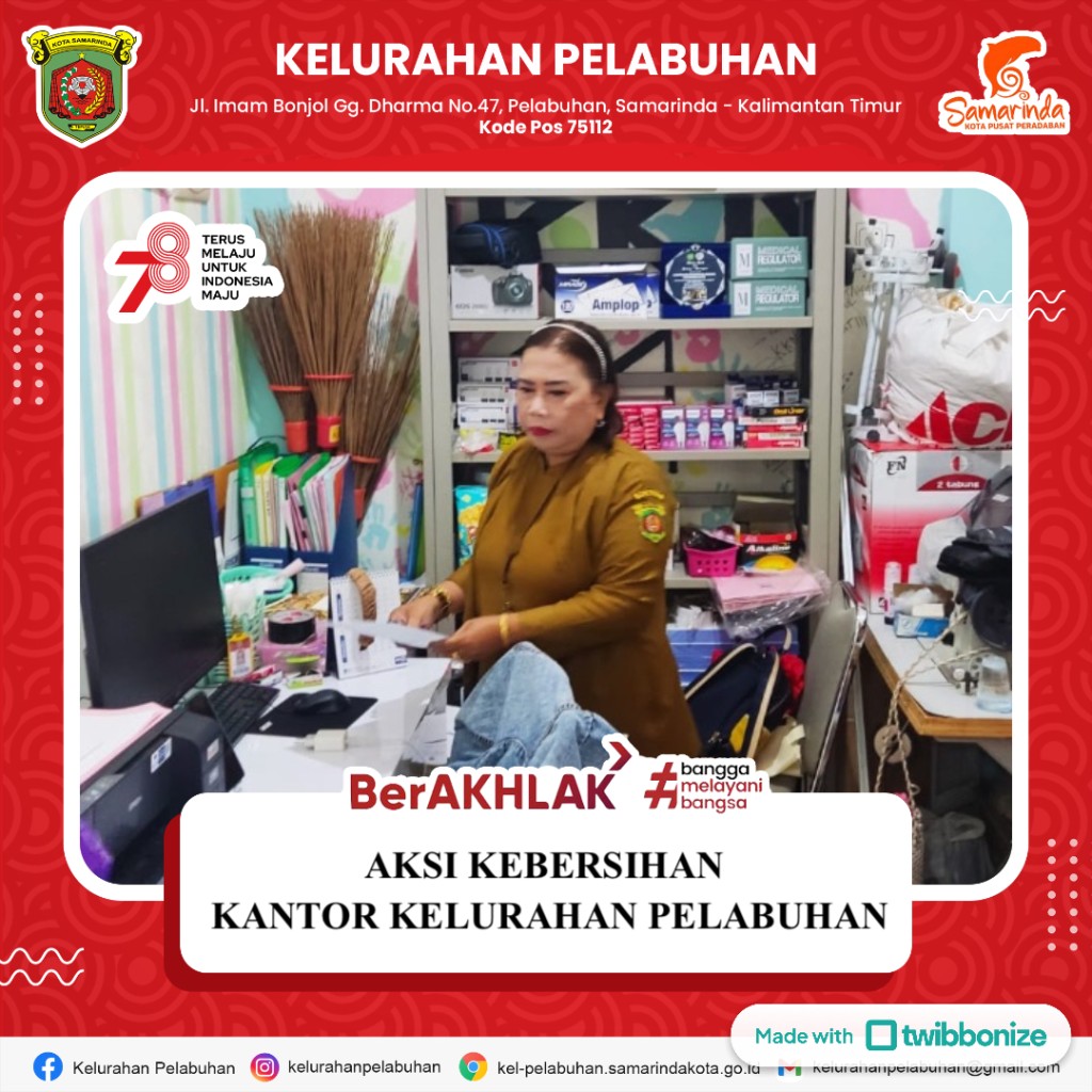 Aksi kebersihan kantor kelurahan pelabuhan