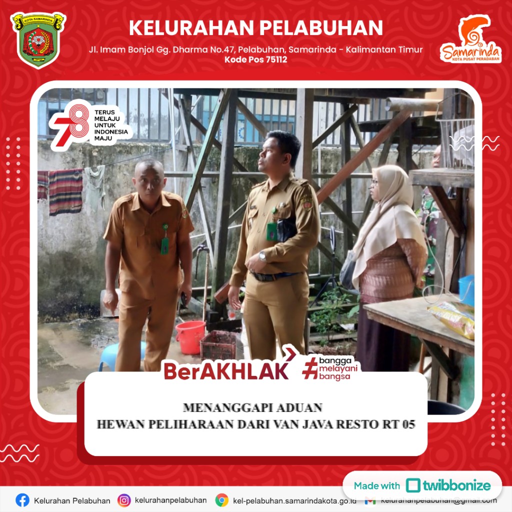 Menanggapi Aduan Hewan Peliharaan dari Van Java Resto & Caffe, RT.05 Kelurahan Pelabuhan