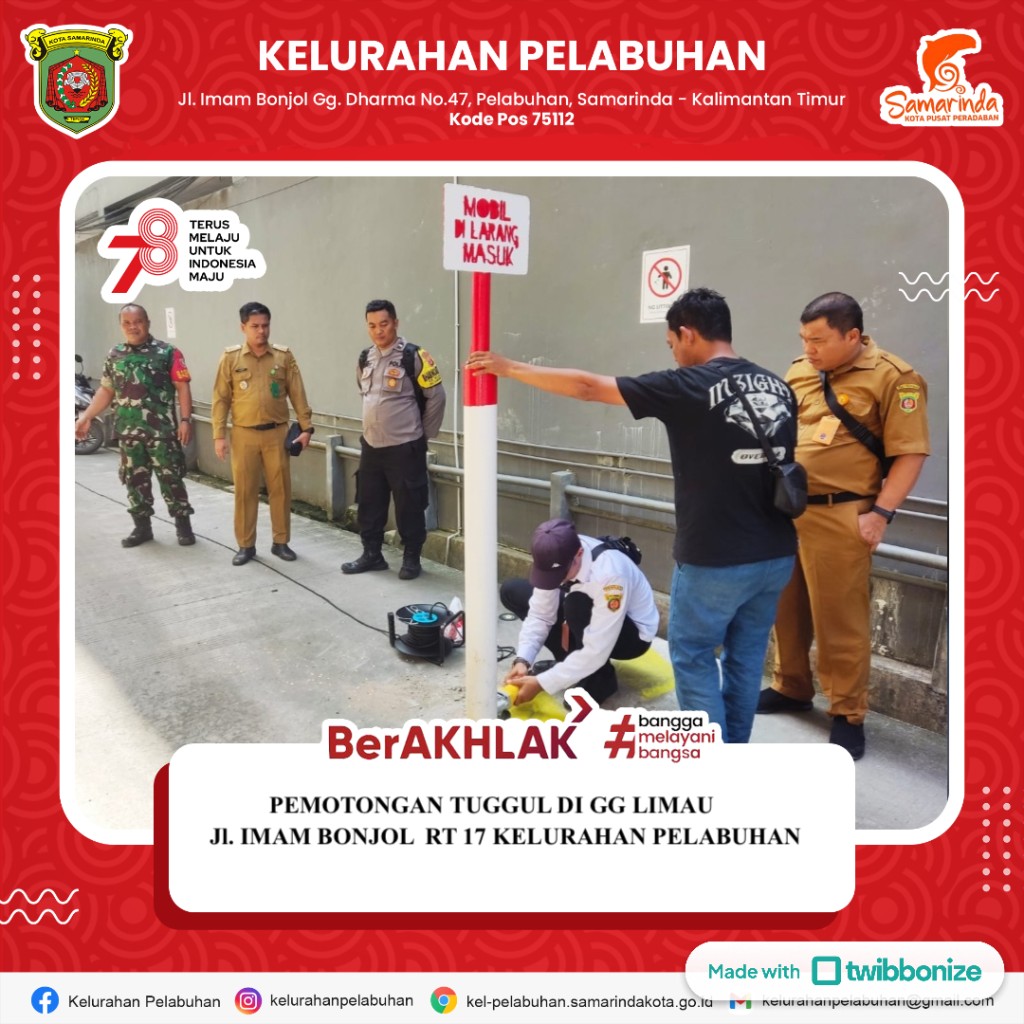 Pemotongan Tunggul di Gg. Limau RT.13 di Jln Imam Bonjol Keluraha Pelabuhan Kecamatan Samarinda Kota