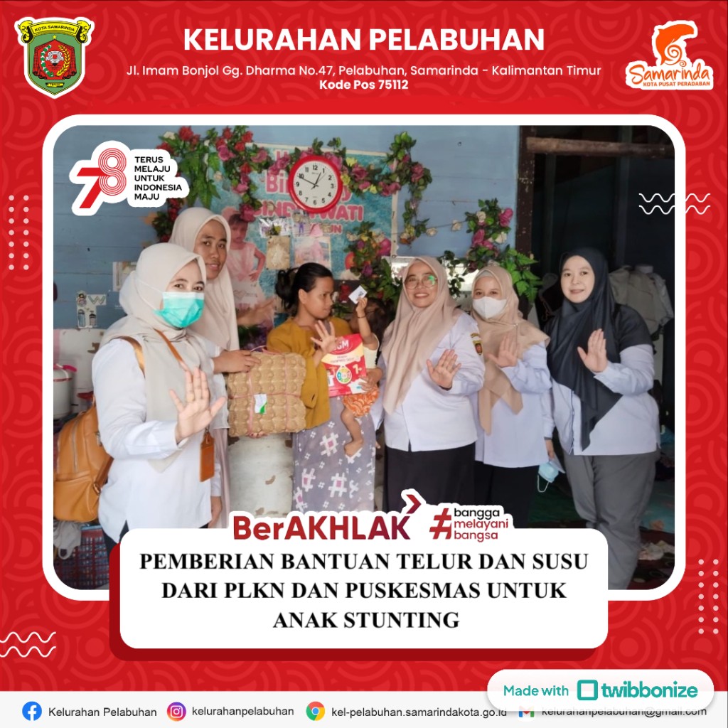 Pemberian bantuan telur dan susu dari PLKN dan puskesmas untuk anak Stunting