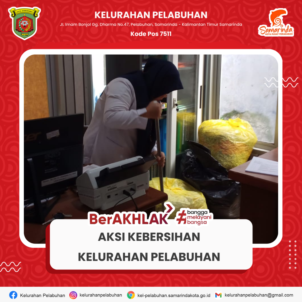 Aksi kebersihan kantor kelurahan pelabuhan