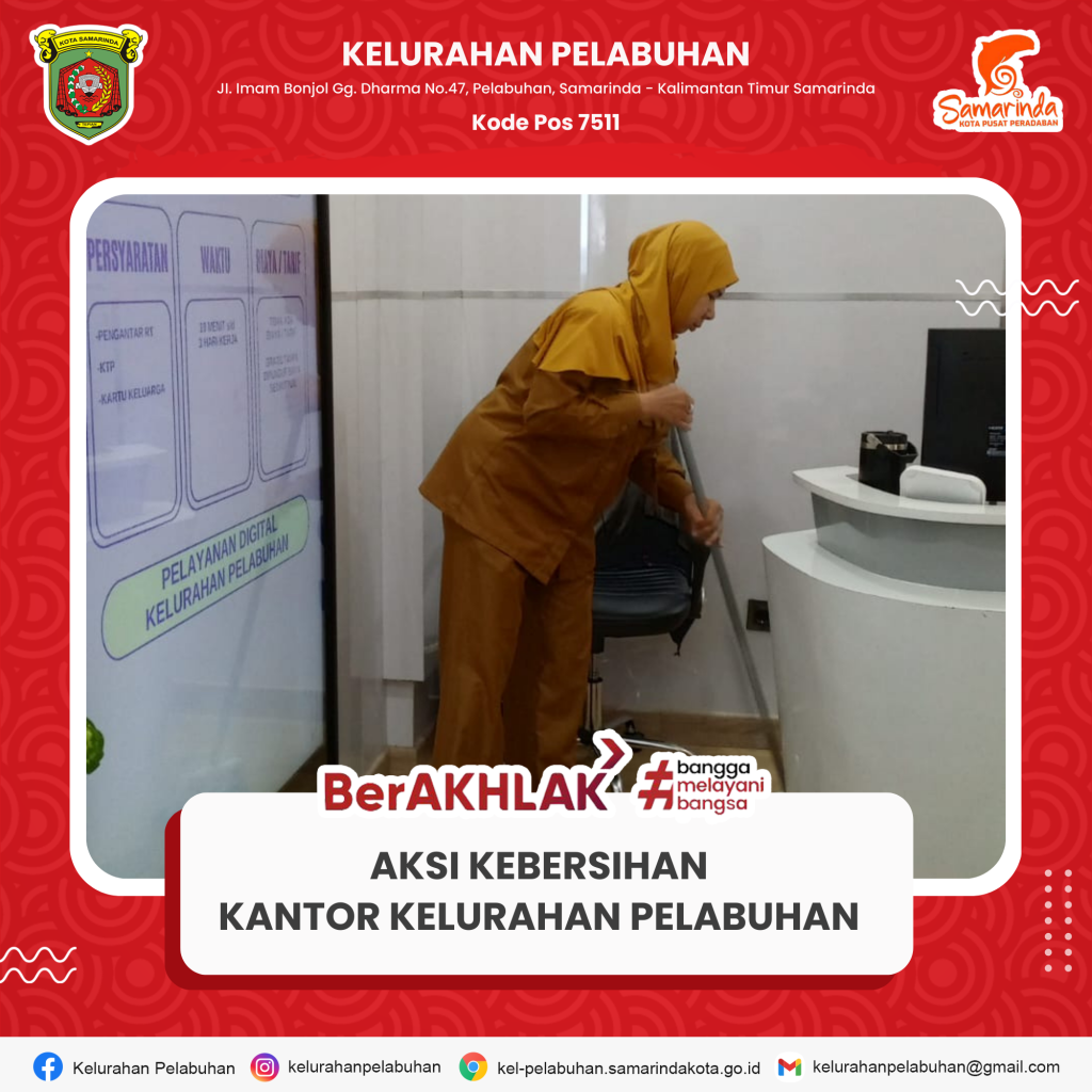 Aksi kebersihan kantor kelurahan pelabuhan