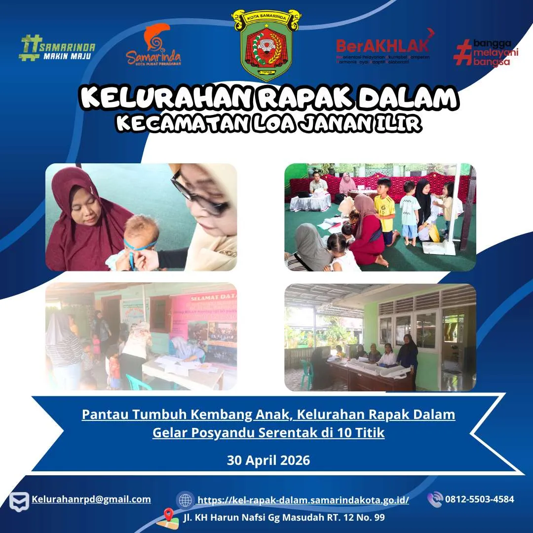 Pantau Tumbuh Kembang Anak, Kelurahan Rapak Dalam Gelar Posyandu Serentak di 10 Titik