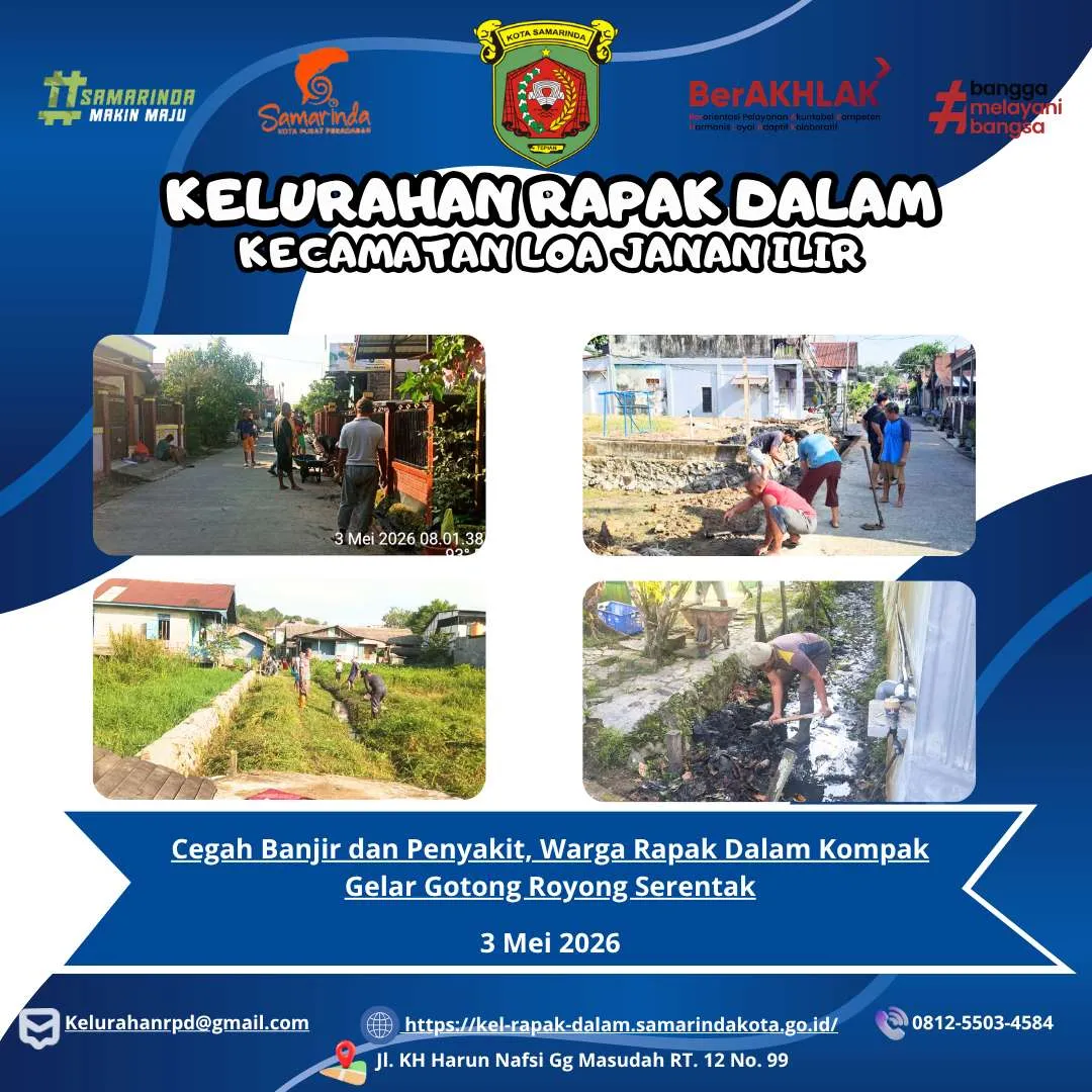 Cegah Banjir dan Penyakit, Warga Rapak Dalam Kompak Gelar Gotong Royong Serentak