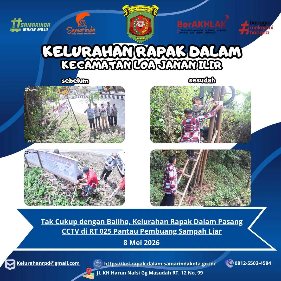 Tak Cukup dengan Baliho, Kelurahan Rapak Dalam Pasang CCTV di RT 025 Pantau Pembuang Sampah Liar
